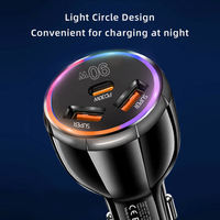 Chargeur de voiture 90W PD à charge rapide, 2 ports USB + Type C, chargeur haute vitesse, multiprise USB, chargeur rapide auto