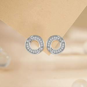 Ensemble pendentif cercle élégant en <span class=keywords><strong>argent</strong></span> plaqué rhodium <span class=keywords><strong>925</strong></span> zircon cubique et <span class=keywords><strong>boucles</strong></span> <span class=keywords><strong>d</strong></span>'<span class=keywords><strong>oreilles</strong></span> pour la fête de fiançailles - Product Image 5