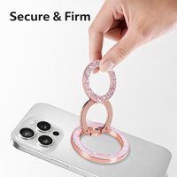 Support de téléphone magnétique de luxe en strass, anneau de doigt scintillant en diamant, béquille pour iPhone 360 °   Accessoire de mode rotatif