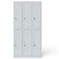 Casier en métal à 6 portes avec serrure à clé Cabinet de classement de bureau à 6 compartiments Meubles de rangement Unités de placard Courrier et miroir pour l'emballage