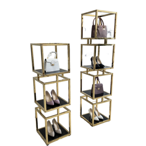 LUX Customized Golden Clothing Display Racks Ladies <b>Clothes</b> Store Fixtures for Women's Clothing Store - Product Image 1