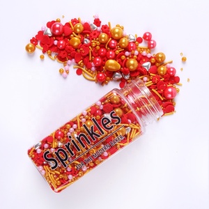 Lovebakery decorazioni torta di San Valentino a forma di cuore rosso per <span class=keywords><strong>oro</strong></span> commestibile e argento Confetti perle bottiglia di imballaggio per dessert - Product Image 1