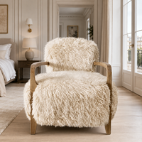 Fauteuil d'appoint moderne en tissu bouclé, style luxe discret, fauteuil lounge, canapé individuel, fauteuil en bois pour salon, chambre à coucher, maison moderne