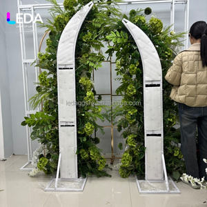 LEDA Fournitures de mariage Décoration de mariage Arche ouverte en soie avec fleurs artificielles et verdure pour toile de fond de mariage et décoration d'événements - Product Image 3