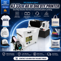 Imprimante de transfert DTF A3 pour t-shirts, sweats à capuche, casquettes, sacs en toile, coussins décoratifs – Machine d'impression DTF tout-en-un 33 cm, design de bureau
