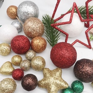 Hot Christmas glitter three-dimensional <b>foam</b> ball <b>foam</b> DIY decorative glitter ball - Product Image 4
