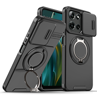 Coque de protection robuste avec cache-objectif coulissant et béquille rotative magnétique pour Motorola G 5G 2025 G PLAY – Étui rigide