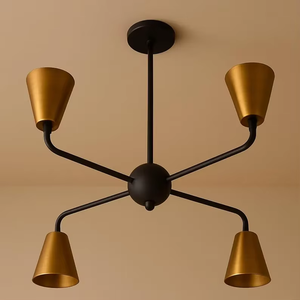 Lustre Sputnik vintage en laiton à 4 bras, style Kalmar, luminaire suspendu moderne pour la maison et le bureau, LED à intensité variable - Product Image 1