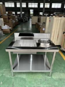 Mesa de Empanado Manual para Pollo KFC, Acero Inoxidable, Venta Directa de Fábrica, para Uso en Panadería, Mesa de Trabajo para Comida Rápida - Product Image 2