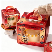 Emballage cadeau pour les fêtes, impression de logo personnalisé, boîte à pâtisserie, boîte à gâteau d'anniversaire, boîte à dessert avec fenêtre transparente en PET, poignée portable