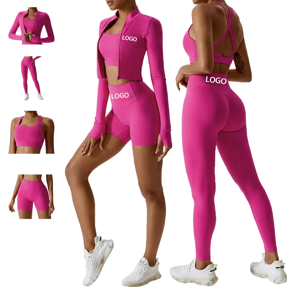 Selling Logo 3 Color Gym Fitness Seamless Yoga Shorts Sportswear 2 Piece set Women Gym Fitness Sets Two Women's Yoga Set