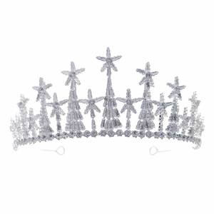 Nueva Corona Nupcial Transfronteriza para Fiesta de Gala, Tocado de Lujo de Alta Gama con Elementos de Estrella, Corona de Reina Plateada Galvanizada - Product Image 5