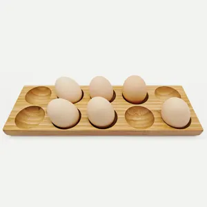 Refrigerador de cocina 10 rejillas Agujeros para huevos Soporte para huevos de bambú, Bandeja para huevos