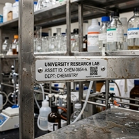Étiquettes industrielles personnalisées en PET argent mat, résistantes à l'eau et à la chaleur, avec adhésif permanent, autocollants de plaque signalétique métallique pour machines