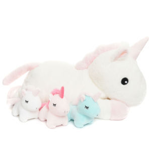 Ensemble de jouets en peluche <span class=keywords><strong>licorne</strong></span>, maman <span class=keywords><strong>licorne</strong></span> douce avec 3 bébés en peluche, peluche moelleuse pour enfants, cadeaux d'<span class=keywords><strong>anniversaire</strong></span>, décoration de chambre d'enfant - Product Image 1