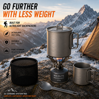 Ensemble de cuisine en titane en gros : Marmite 900 ml, Tasse 300 ml, Cuillère à long manche – Kit de cuisson pour le camping – Personnalisation de marque disponible