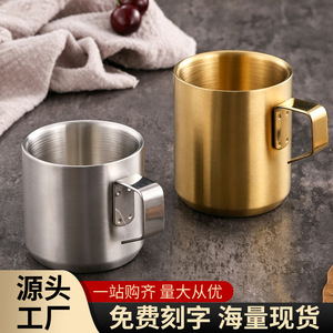 แก้วกาแฟสแตนเลสสีทอง 304 ทรงตรง สำหรับเป็นของขวัญ ไม่มีฝาปิด - Product Image 5