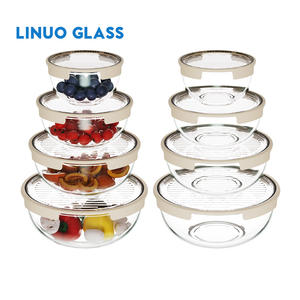 Cuencos de ensalada de frutas multifuncionales para Cocina Casera LINUO, cuenco para servir de vidrio de borosilicato grande con tapa - Product Image 1