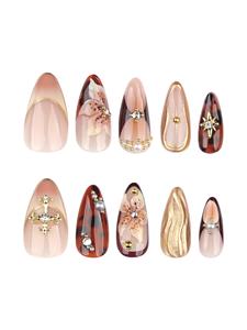 Faux ongles en forme de <span class=keywords><strong>fleur</strong></span> 3D, Maillard Hawksbill Wear Armor Cross Wearing Short Almond, modèle JP3647 - Product Image 5