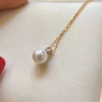 Collier classique avec pendentif en perle blanche Edison de 10-11 mm incrusté de zircon et chaîne en forme de boîte, idéal pour les fiançailles, les mariages ou les soirées
