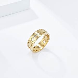 Unisex <b>Titanium</b> Steel <b>Ring</b> Geometric Laser Cut Channel Set Diamonds Everyday Wear - Product Image 3