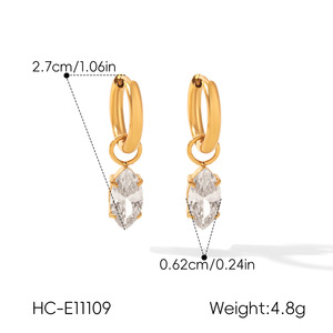 Pendientes de Aro de Zirconia Blanca Altamente Pulidos, Resistentes al Deslustre, Impermeables, de Acero Inoxidable, Circulares, Accesorios Diarios para Mujer - Product Image 5