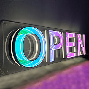Led <span class=keywords><strong>OPEN</strong></span> 3D Infinite Mirror Letter Publicidad Sign Mirror Custom Luminous Acrylic Neon Letter Sign RGB Board Business logo Shop - Product Image 5