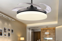 Ventilateur de plafond rétractable décoratif avec lumière LED 3 couleurs Taobao, forme ronde, 42 pouces, avec kit d'éclairage
