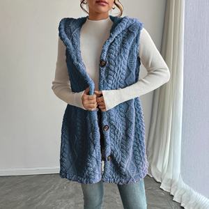 European American Cross-Border Trade Vintage Solid Color Double-Sided <b>Denim</b> Shell Breathable Hooded Mandarin Collar <b>Women's</b> <b>Vest</b> - Product Image 3