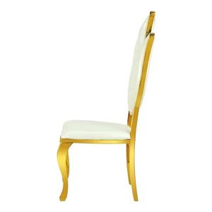 Mobili personalizzati in acciaio inossidabile lussuosi a forma di foglia calda oro banchetto sedie da sposa bianco - Product Image 3