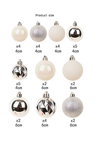 Trong kho New Arrival Hot Bán 34 cái trắng bạc hỗn hợp màu sắc shatterproof Cây giáng sinh trang trí quả bóng nhựa với hộp PVC - Product Image 3