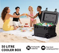 Glacière isotherme en plastique rigide personnalisable avec logo, 50qt, portable, pour la pêche, le camping en plein air, le stockage des aliments, le barbecue