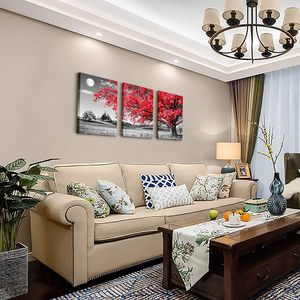 <span class=keywords><strong>ภาพ</strong></span>พิมพ์บนผ้าใบขนาด 16x24 นิ้ว ลายต้นไม้ พระจันทร์ ทิวทัศน์ สีดำ ขาว แดง พิมพ์ด้วยหมึก UV เป็นมิตรกับสิ่งแวดล้อม <span class=keywords><strong>ภาพ</strong></span>ศิลปะติดผนังแบบโมเดิร์น ชุด 3 ชิ้น คริสตัล - Product Image 3