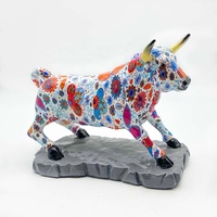 Escultura de Toro de Resina Hecha a Mano y Pintada a Mano, Marca JXF, Estilo Lourdes, Forma Irregular, Adorno Animal, Decoración para el Hogar