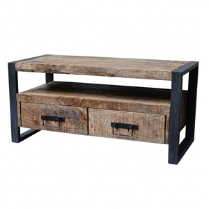 Mueble para TV de Madera Industrial con Base de Metal, Cajones de Almacenamiento y Estante Abierto para Sala de Estar - Product Image 1