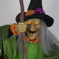 Nouveautés Halloween 2026 : Décoration de sorcière animatronique géante de 1,80 m avec bouche mobile et son