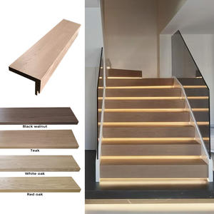 カスタムプレミアム品質環境に優しい耐久性のあるマットウッド階段階段高鼻階段踏み台部品隠しLEDストリップモダンデザイン - Product Image 6