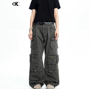 11KN Retro Straight-leg Cargo <strong>Pants</strong> Neutral High-quality Custom Multi-pocket Loose Slimming Pile Street Pure Cotton Casual <strong>Pants</strong> - Product Image 2