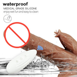 Vibrador <span class=keywords><strong>Dildo</strong></span> de Silicone Líquido Dois-em-Um com Controle Remoto Retrátil e Aquecimento Simulador de Língua para Mulheres Brinquedos Sexuais para Adultos - Product Image 5