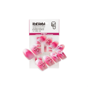 Puntas de Uñas Realistas, Set de 24 Piezas, Uñas Artificiales con Diseño Cruzado en Degradado Rosa para Uso Diario - Product Image 2
