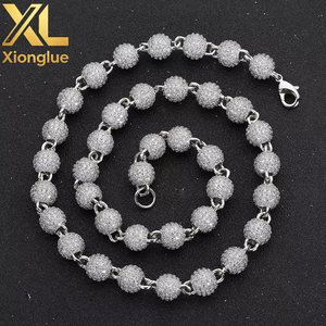 8mm Neck <b>Chain</b> for Women Gold Plated <b>Iced</b> Out <b>Chain</b> Micro Pave Cz Jewelry Round Bead Necklace - Product Image 2