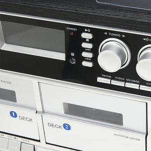 Système audio tourne-disque rétro moderne à succès avec haut-parleurs stéréo, <span class=keywords><strong>convertisseur</strong></span> <span class=keywords><strong>vinyle</strong></span> en MP3, lecteur CD/cassette/radio - Product Image 3