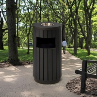 Poubelle ronde en bois pour extérieur, pour parc, rue, commerce, recyclage, sans couvercle, écologique
