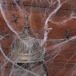 Hete Verkoop 60G + 20 Spinnen Katoen Net Halloween Vakantie Feestavond Horror Spookhuis Diy Decoratie Rekwisieten Stretch Spinnenweb - Product Image 4