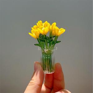 Bouquet de fleurs artificielles en verre cristal à cinq pétales, Calla Lily Tulip, petit vase, ornement de table, <span class=keywords><strong>d</strong></span>écoratif, émaillé, cadeau - Product Image 3