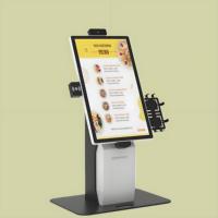 Système de paiement tactile capacitif LCD blanc et noir de 24 pouces, design moderne, kiosque de commande en libre-service