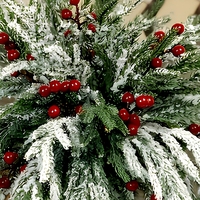 Ensemble de brindilles artificielles de Noël festives, branche de pin floquée, brindille de baies rouges pour arbre, couronne, vase, décoration de Noël DIY