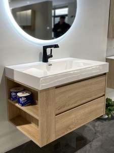 Meubles de salle de bain, vasque moderne en bois et PVC, vasques de salle de bain fantaisie imperméables - Product Image 6