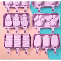 Moules en silicone pour crème glacée en forme de lapin violet de qualité alimentaire avec logo personnalisé, fabrication artisanale de sucettes glacées mignonnes de dessin animé pour les pattes, les bonhommes de neige, les cake pops, vente en gros