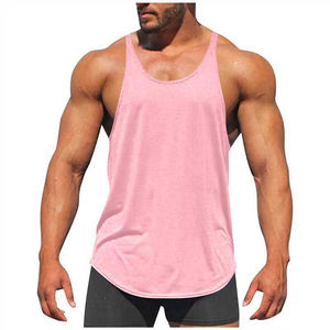 Men's Sports <b>Stringer</b> Tank Top Muscle Training Cotton Us Size Summer Customizable Logo Solid Color Curved Hem <b>Vest</b> - Product Image 1
